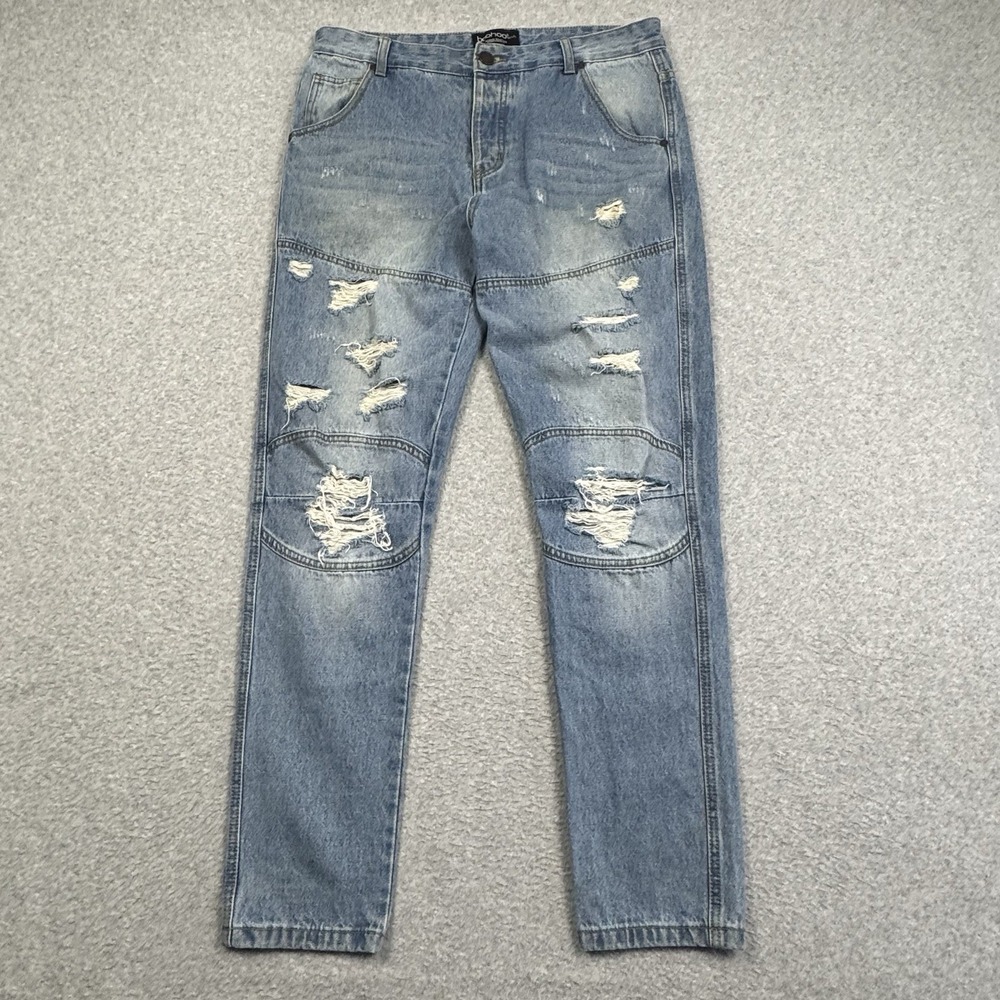 Boohoo Man Distressed Jeans Mens 32x32 Button Fly Streetwear Hip Hop Casual